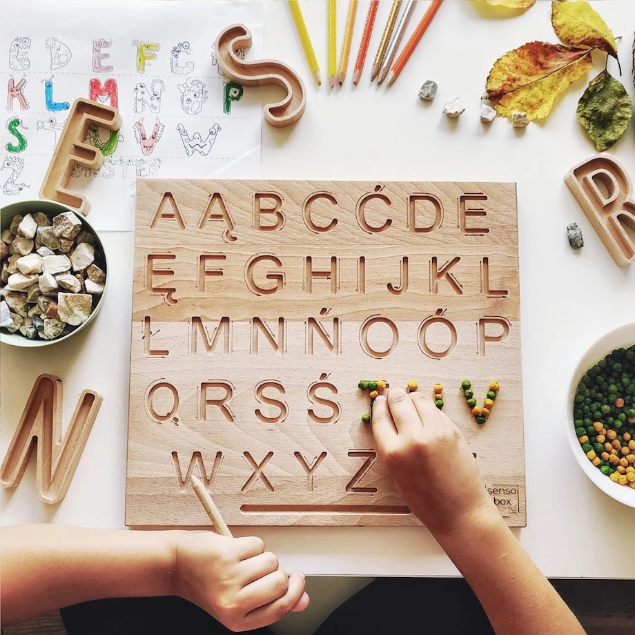 Drewniany alfabet polski Montessori