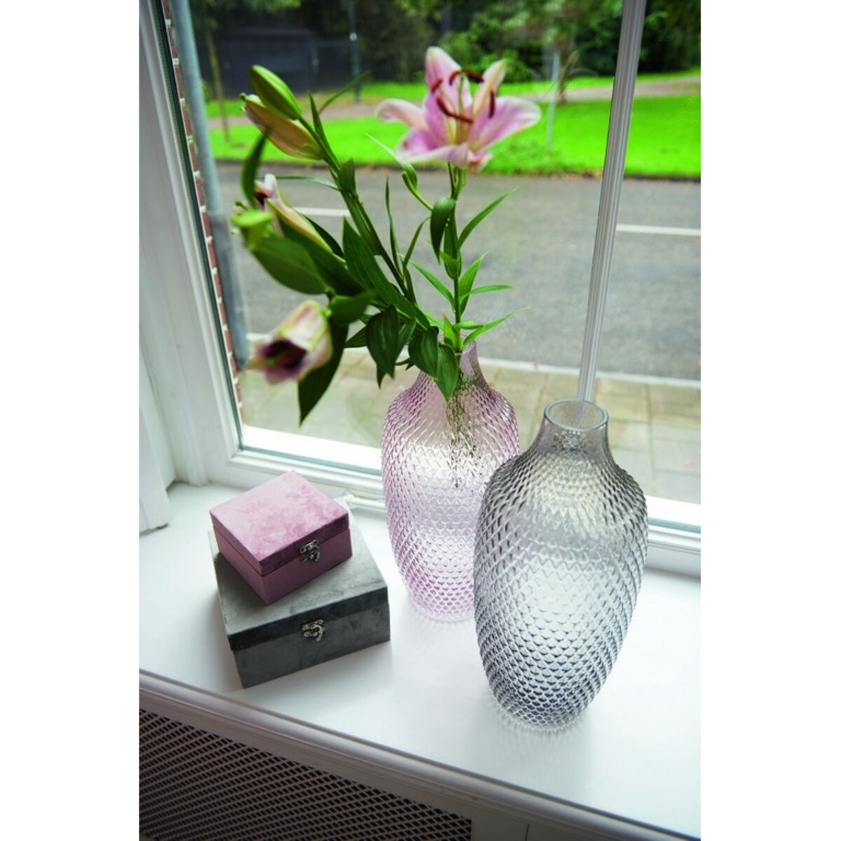 Wazon szklany h 30cm szary POESIA - Leonardo