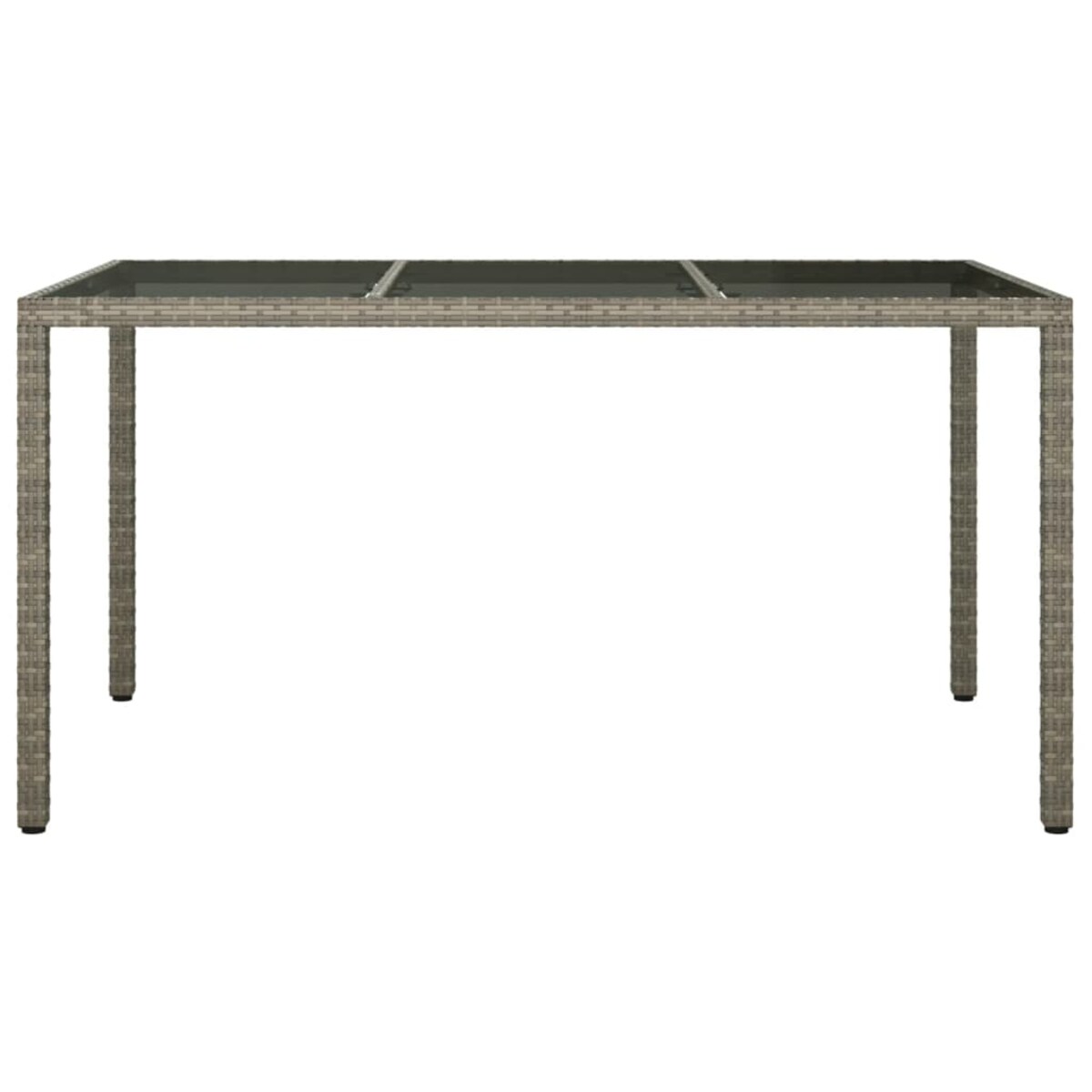 vidaXL Stół ogrodowy, 150x90x75 cm, szkło i rattan PE, szary