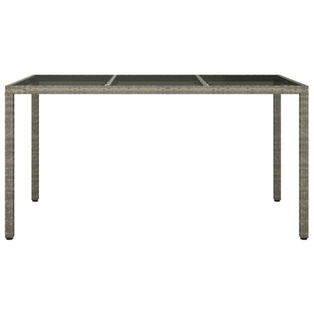 vidaXL Stół ogrodowy, 150x90x75 cm, szkło i rattan PE, szary