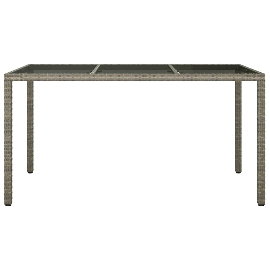 vidaXL Stół ogrodowy, 150x90x75 cm, szkło i rattan PE, szary