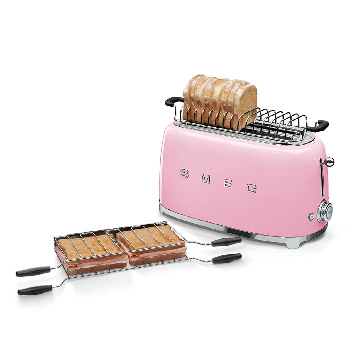 Toster na 4 kromki (pastelowy róż) 50's Style SMEG