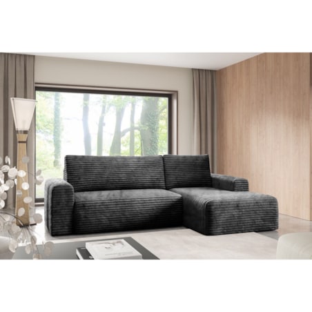 Narożnik SONTII z funkcją spania gruby sztruks Kolor: TILIA 100