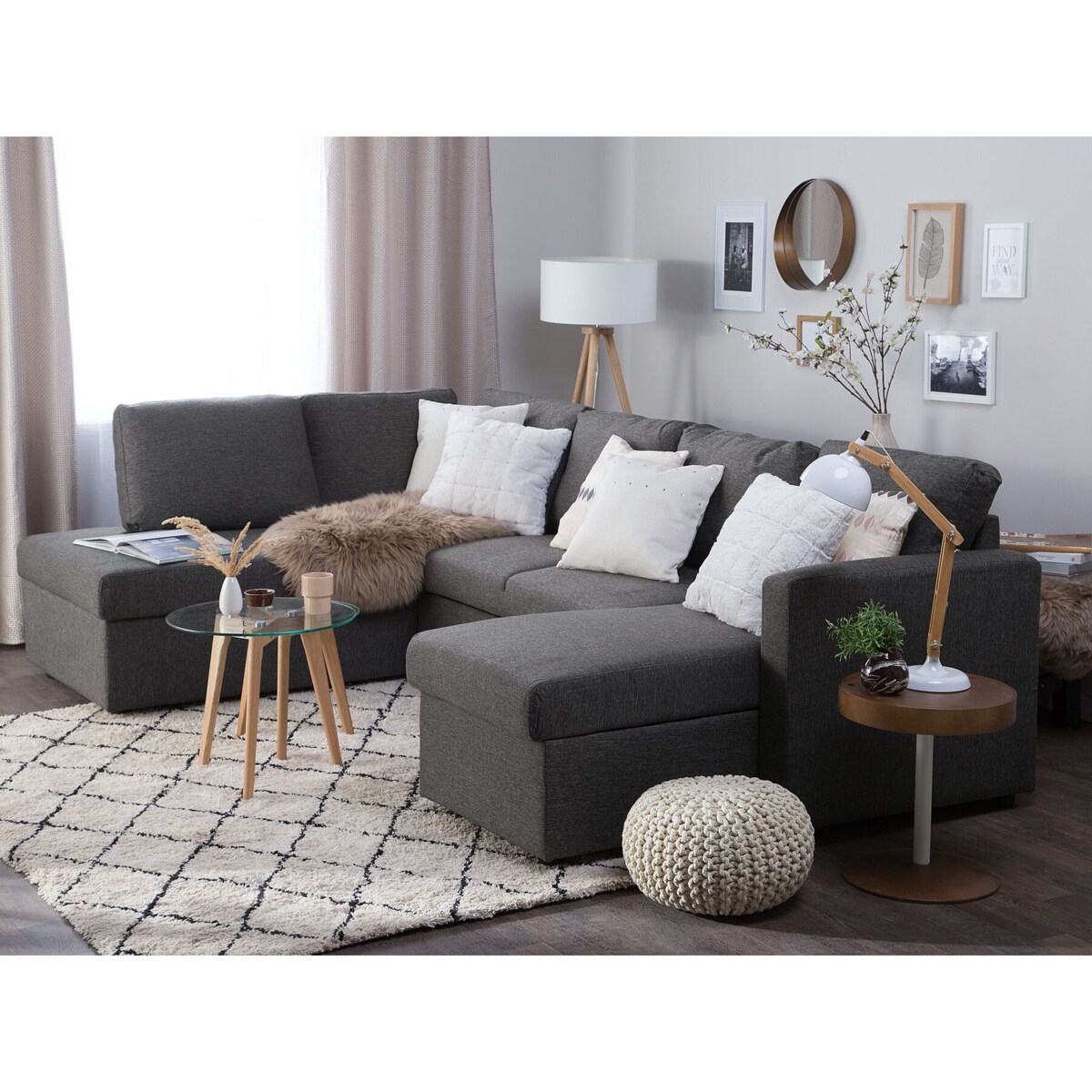 Narożnik rozkładany ciemnoszary KARRABO