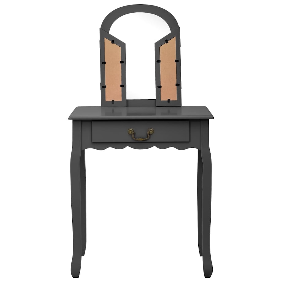 vidaXL Toaletka ze stołkiem, szara, 65x36x128 cm, drewno paulowni, MDF