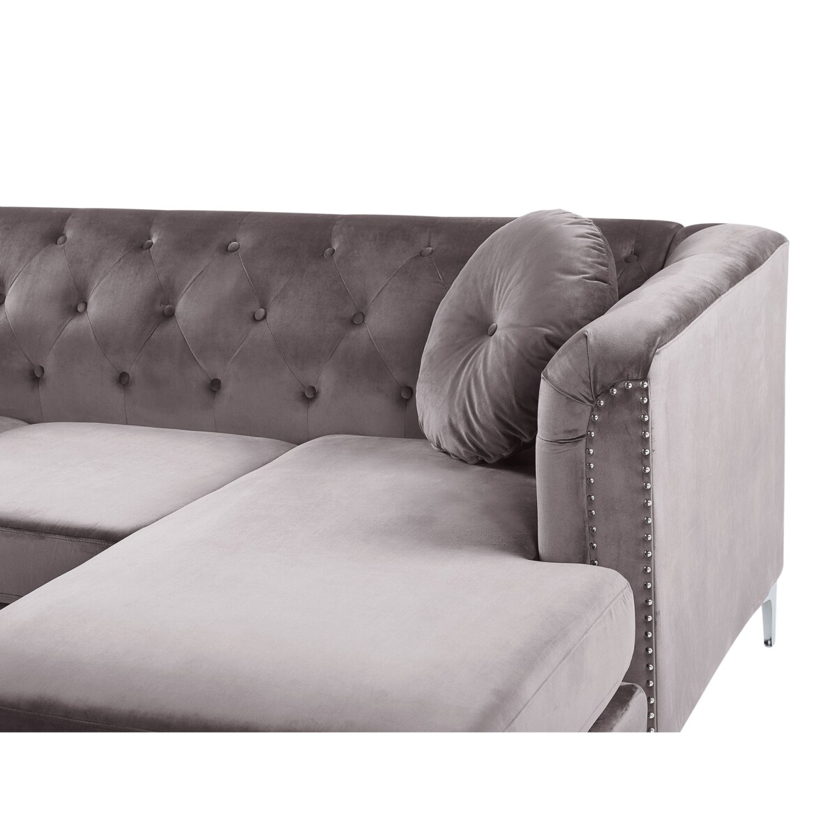 Narożnik welurowy lewostronny szary FLEN