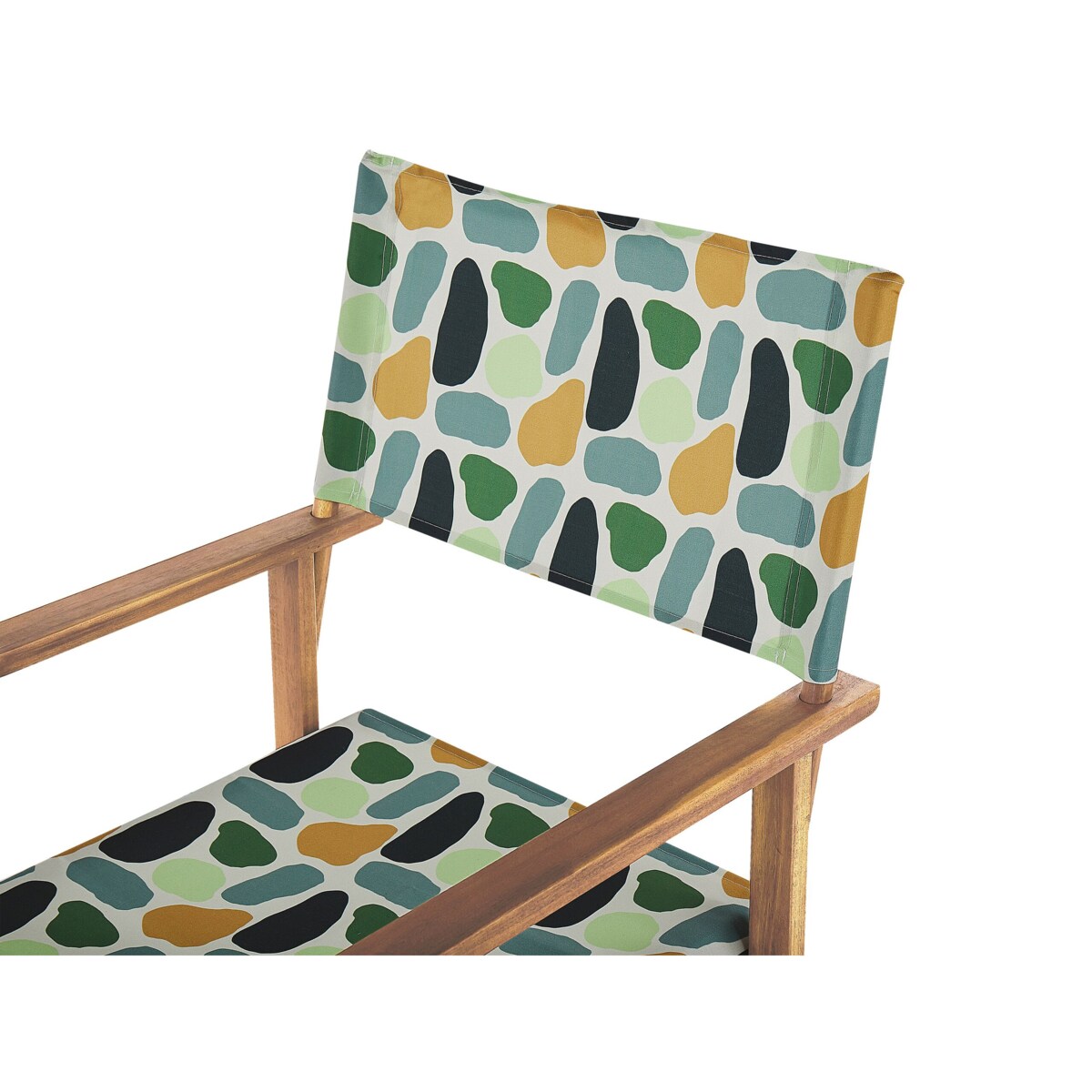 Zestaw 2 krzeseł ogrodowych akacjowy jasne drewno z białym / wzór w plamy CINE