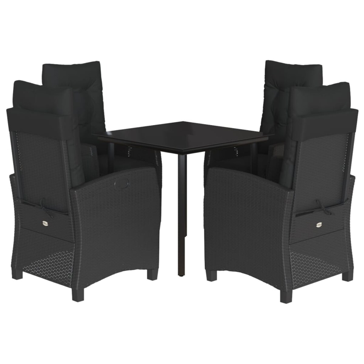 vidaXL 5-cz. zestaw mebli ogrodowych z poduszkami, czarny, polirattan