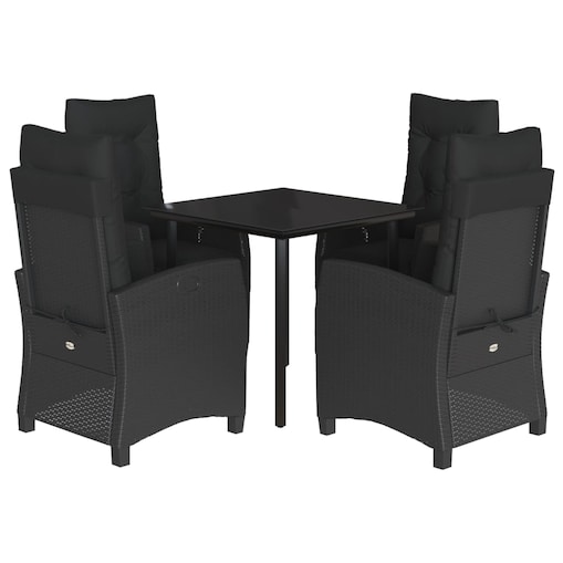 vidaXL 5-cz. zestaw mebli ogrodowych z poduszkami, czarny, polirattan
