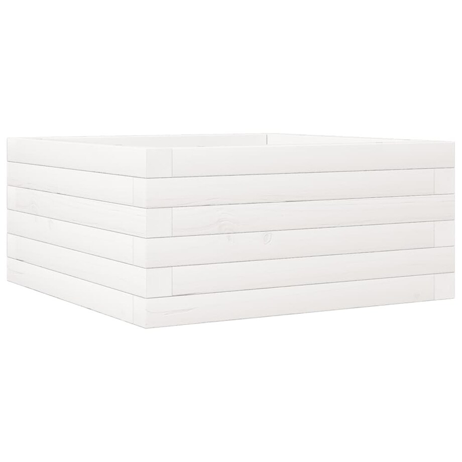 vidaXL Donica ogrodowa, biała, 50x50x23 cm, lite drewno sosnowe