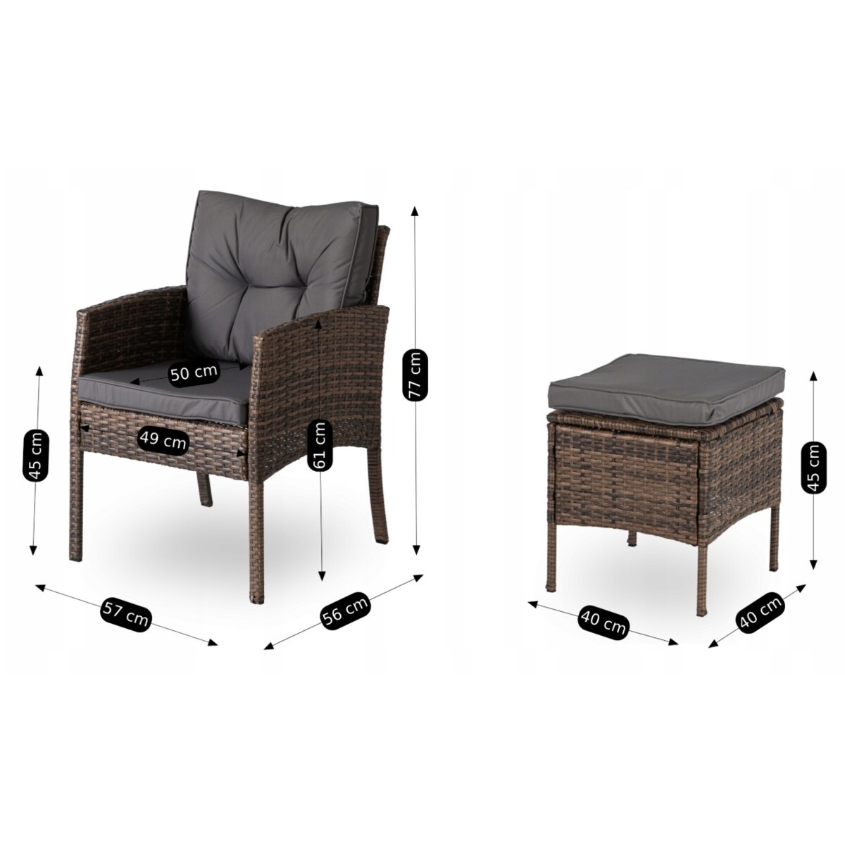 Zestaw Mebli Ogrodowych Technorattan Na Taras Ogród Komplet Brąz ATLANTA