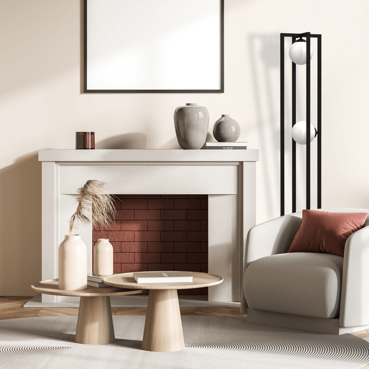 Podłogowa lampa stojąca Diego MLP8572 klatka czarna biała