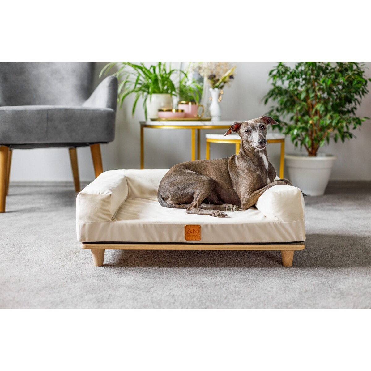 Animood Legowisko sofa Sonya rozmiar: uniwersalny, kolor: beżowy, materiał: welur