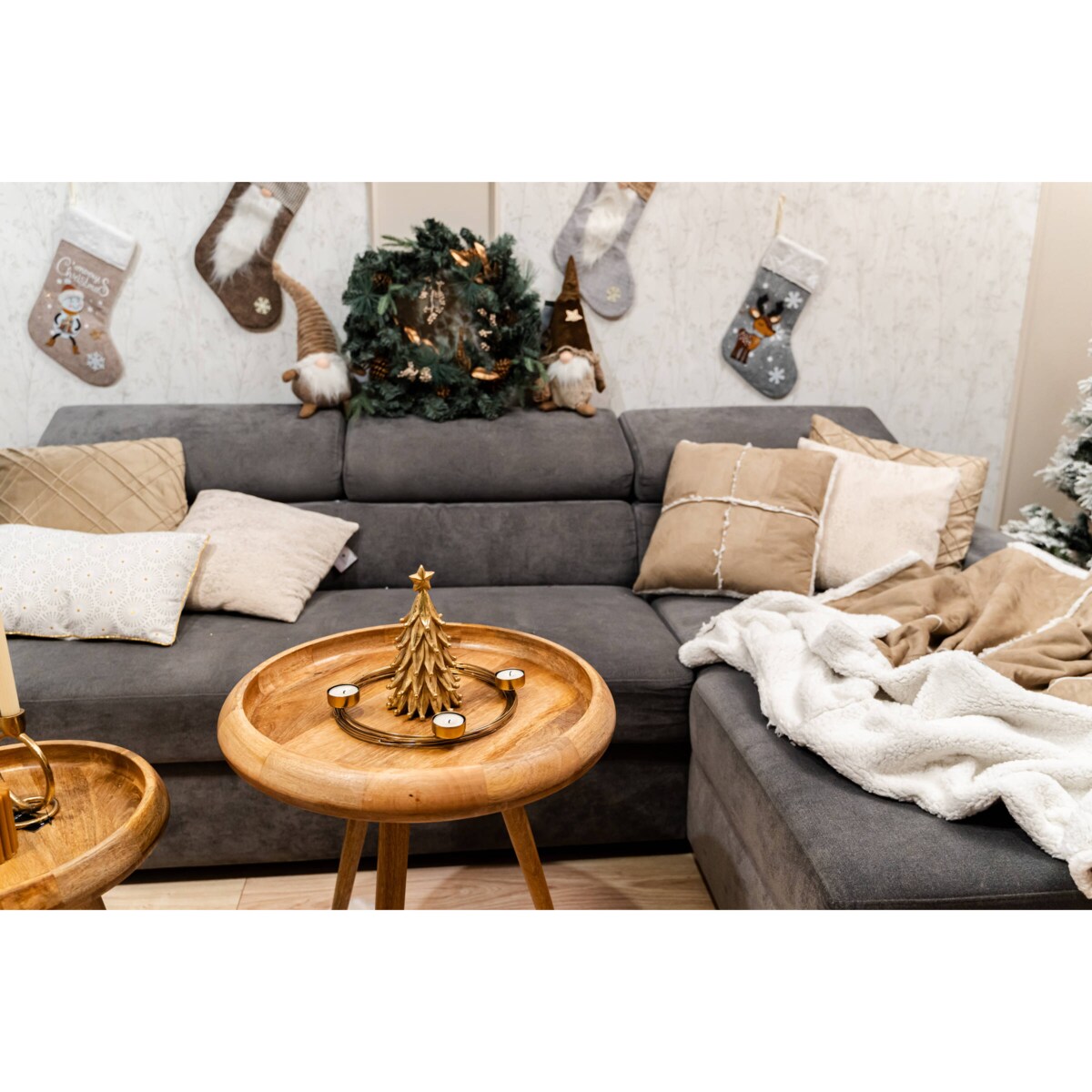 Złoty świecznik na 4 tealight, Ø 28,5 cm