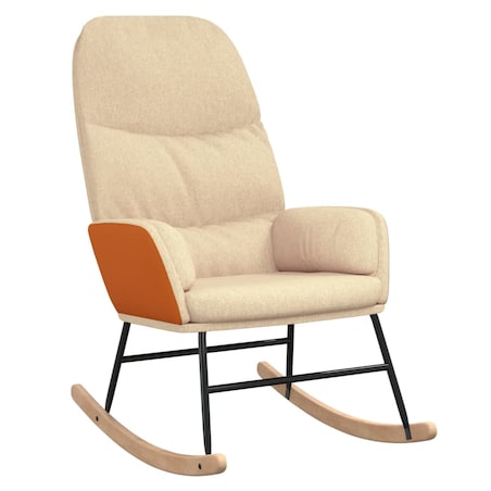 vidaXL Fotel bujany, kremowy, tapicerowany tkaniną