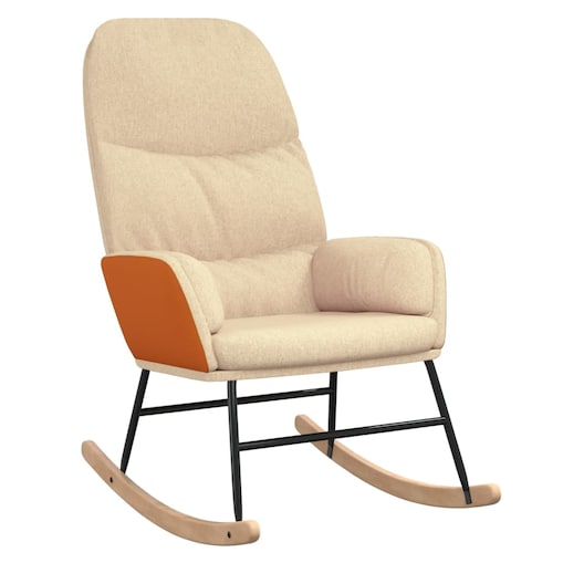 vidaXL Fotel bujany, kremowy, tapicerowany tkaniną