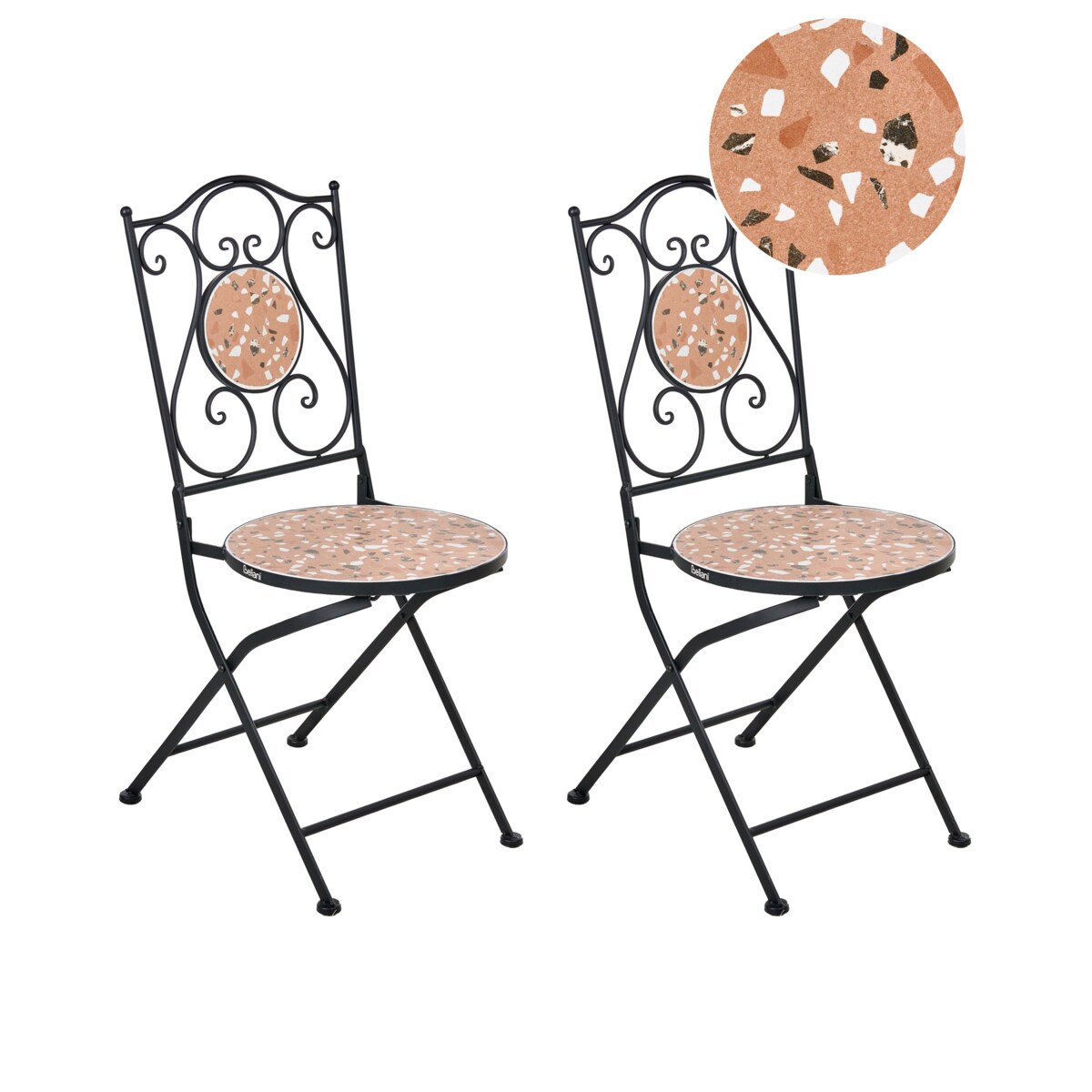 Zestaw 2 krzeseł ogrodowych ADRANO Składane Metal Czarny