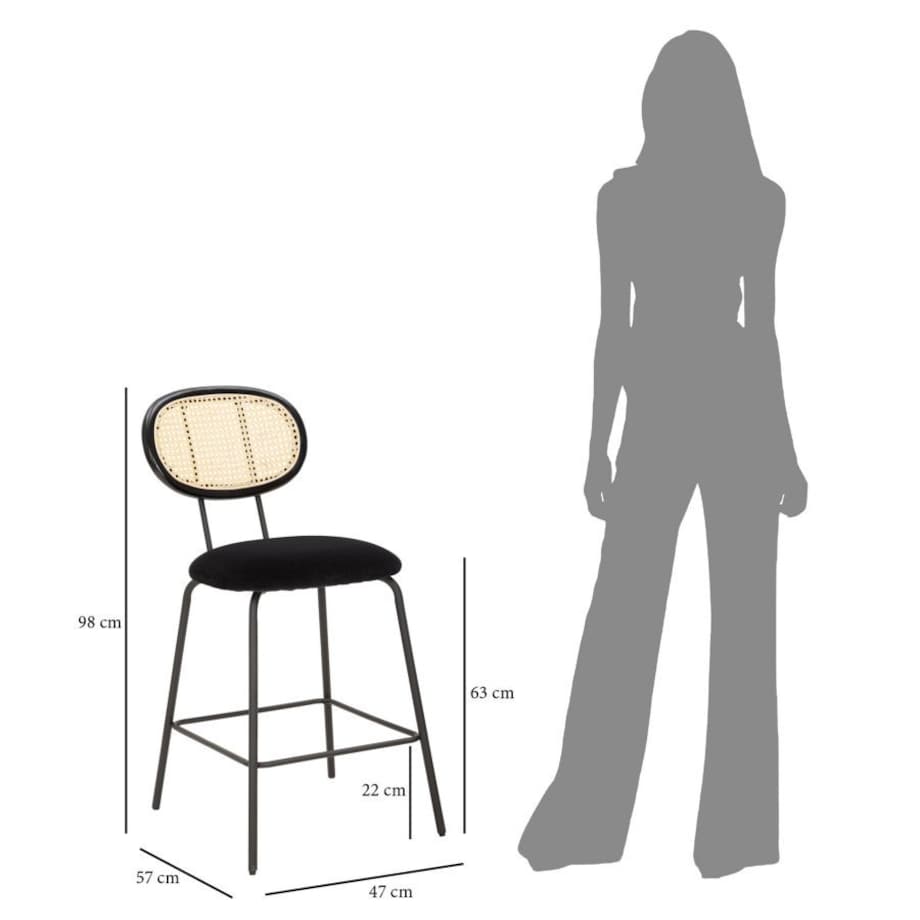 Krzesło barowe z plecionką wiedeńską Osaka