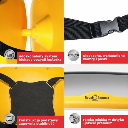 Lusterko do samochodu dla dziecka, żółte, Royal Rascals