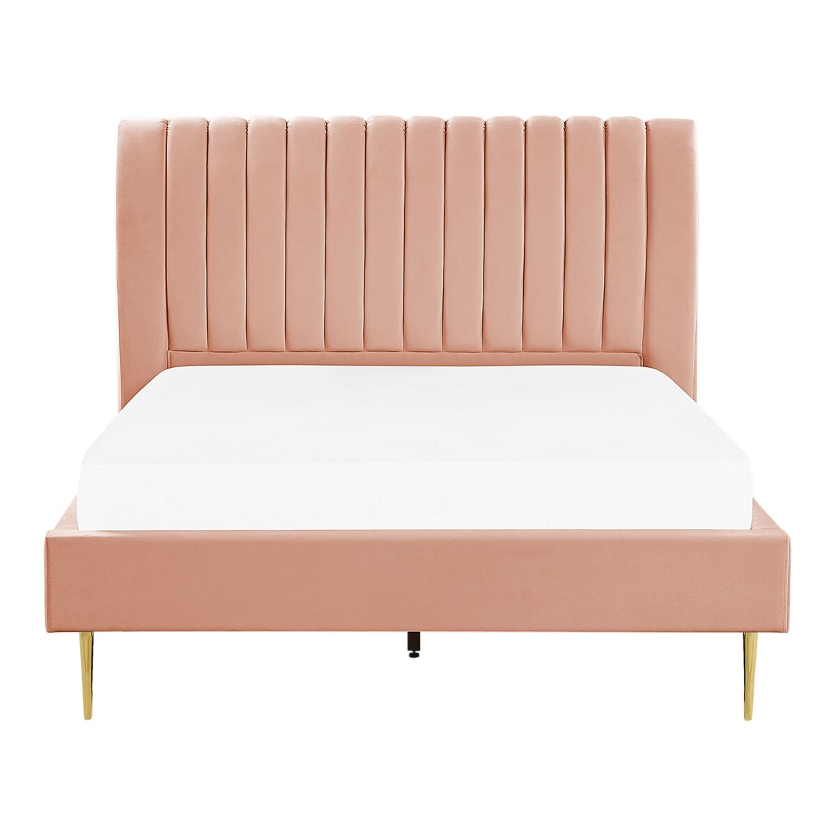 Łóżko welurowe 140 x 200 cm brzoskwiniowe MARVILLE