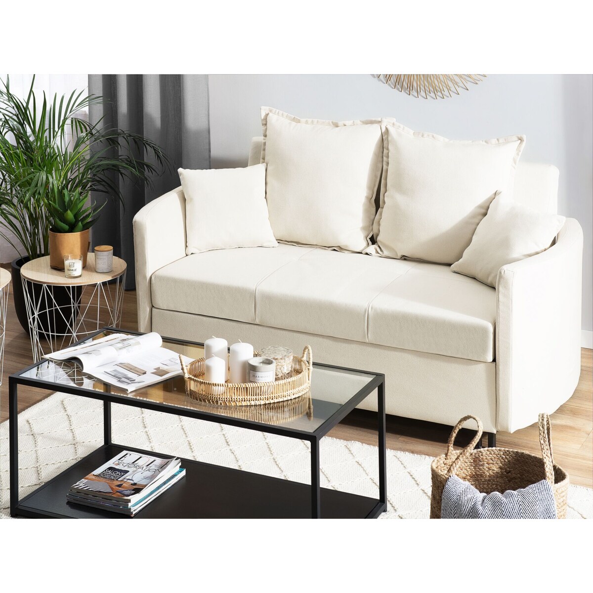 Sofa rozkładana beżowa HOVIN