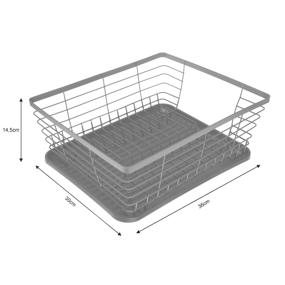 Suszarka do naczyń stojąca jednopoziomowa 36x30x14.5cm szara KINGHOFF