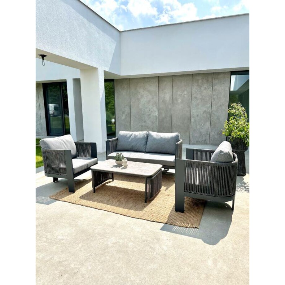 STOLIK ALUMINOWY LEONE W KOLORZE SZARYM