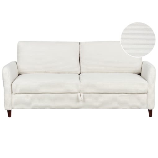 Sofa 3-osobowa z pojemnikiem sztruksowa biała MARE