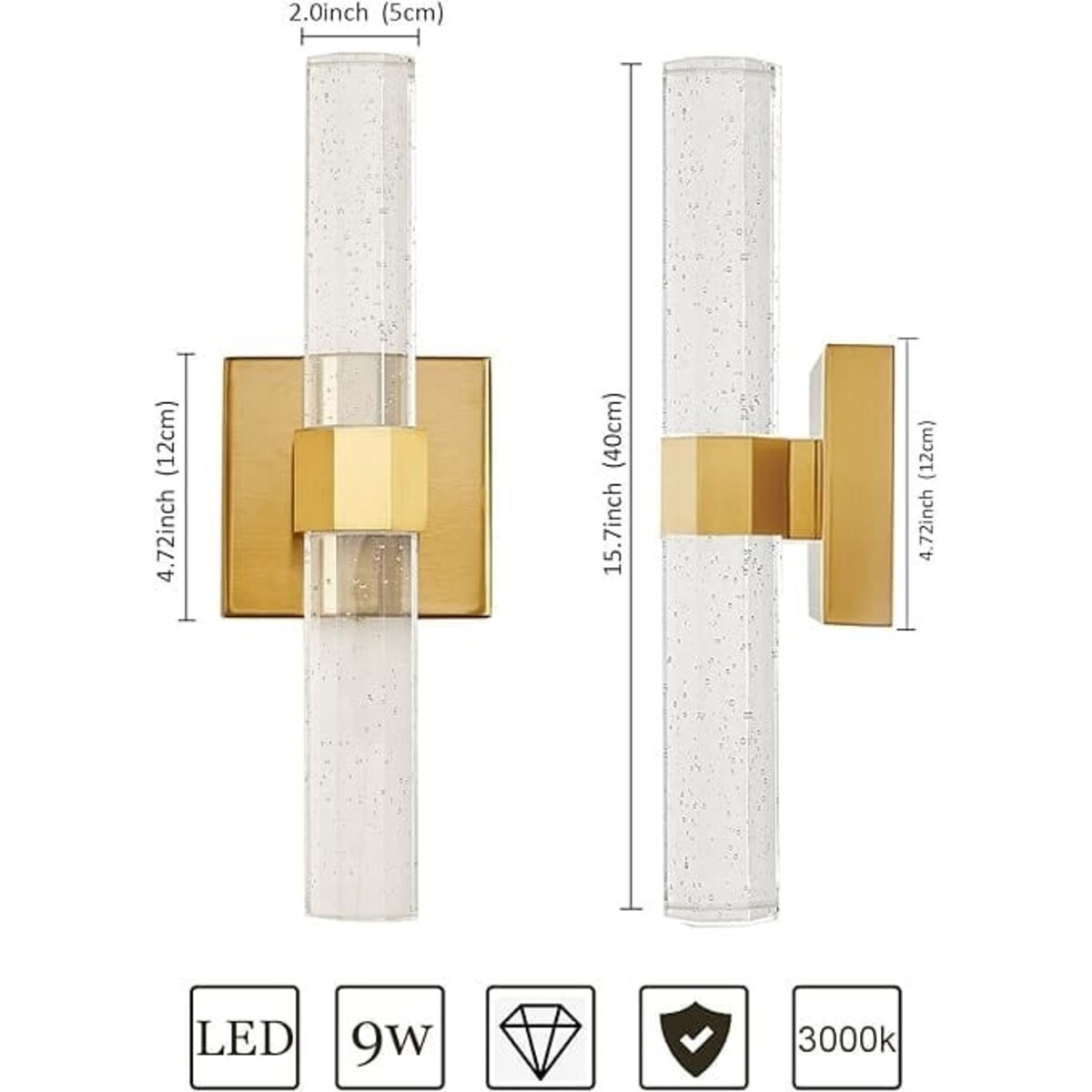 Kinkiet lampa ścienna 400x100 mm Candice, LED, Złoty