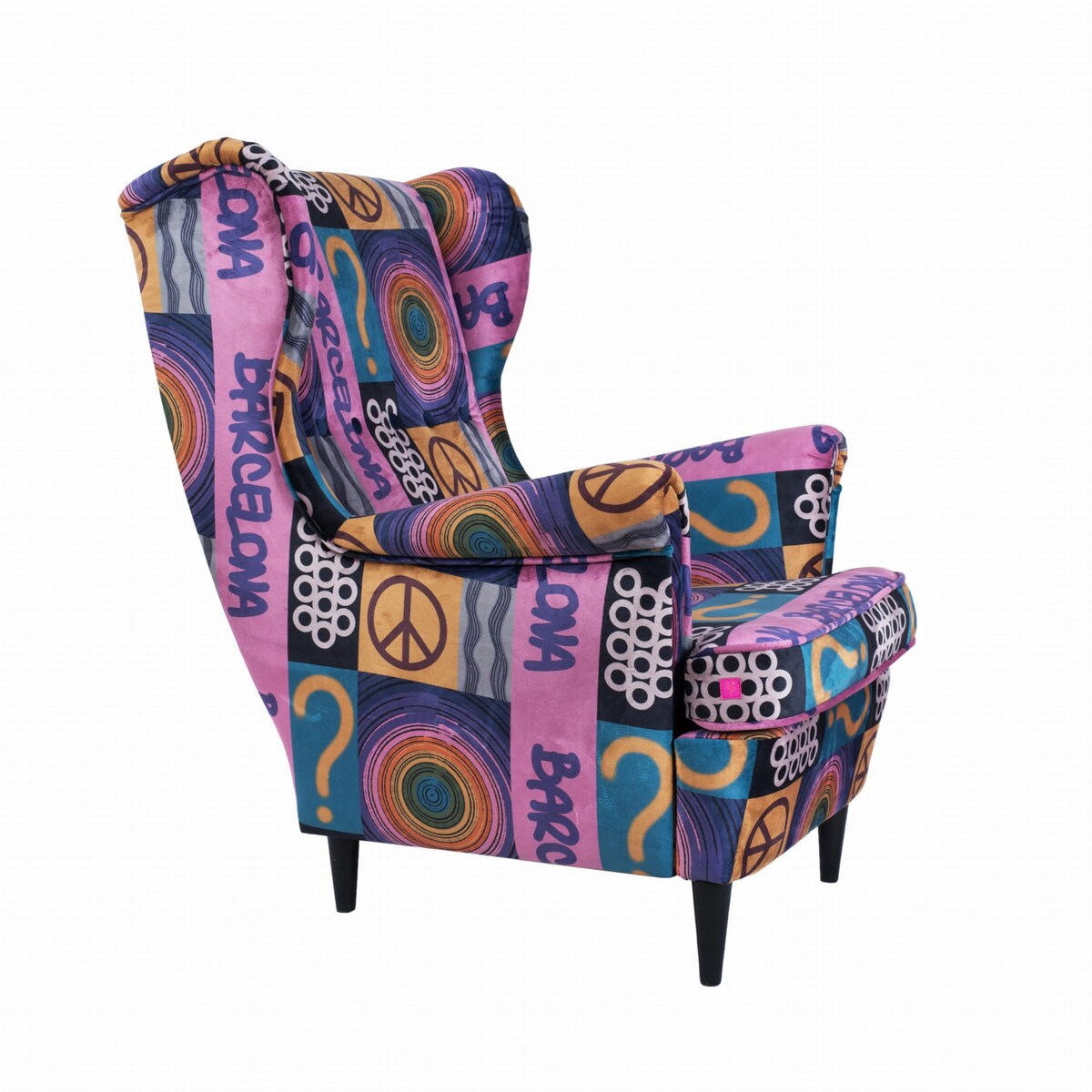 Fotel uszak Barcelona velvet – elegancki fotel wypoczynkowy do salonu i sypialni z autorskim wzorem