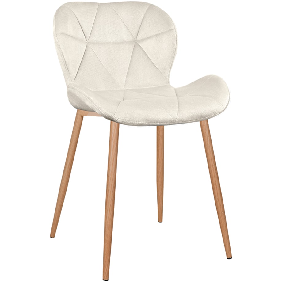 Krzesło tapicerowane welurowe beżowe jasne nogi do salonu