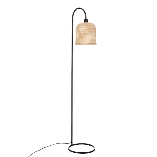 Lampa podłogowa ALI z plecionym, bambusowym kloszem, 159 cm