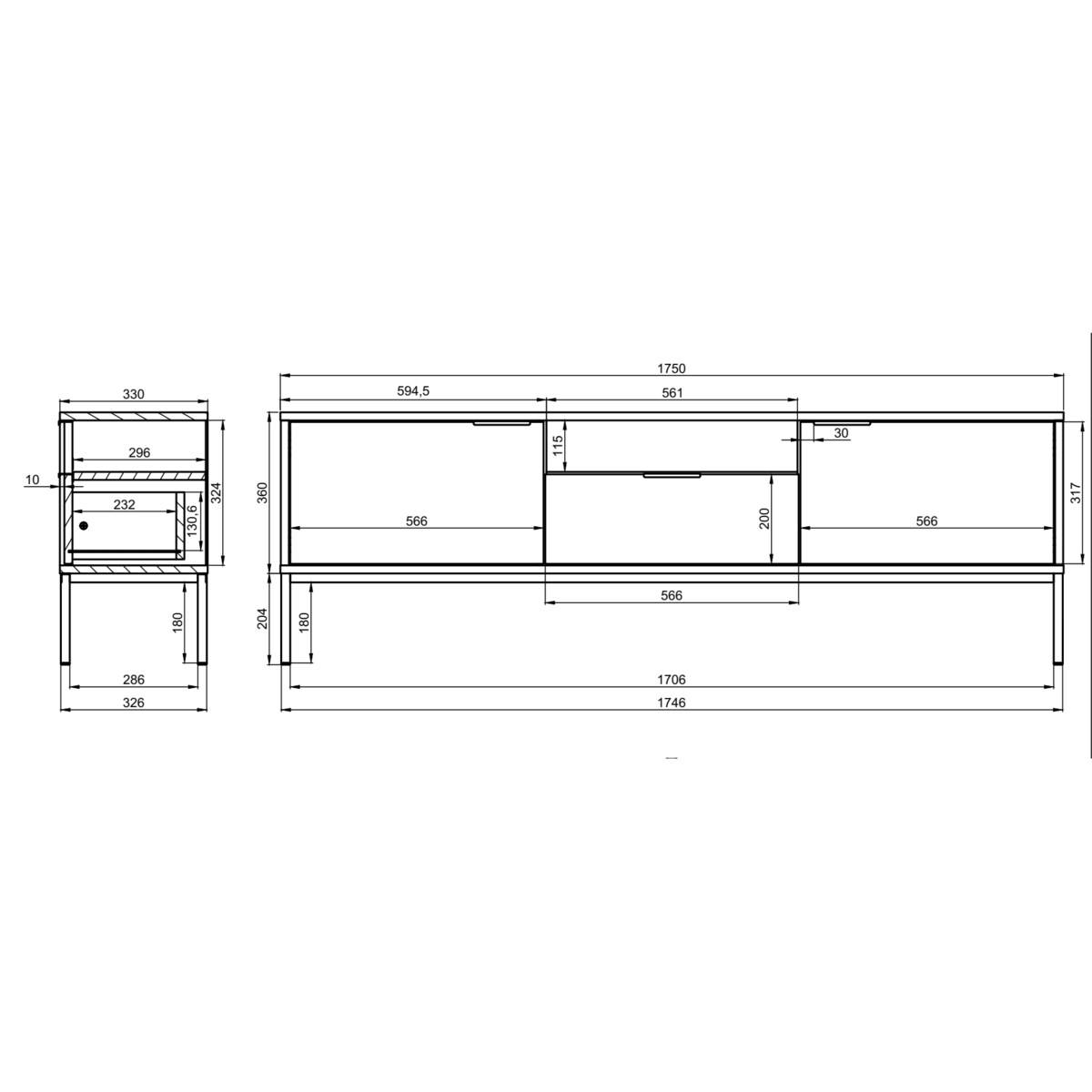 Szafka RTV Austin 175 kaszmir & czarna