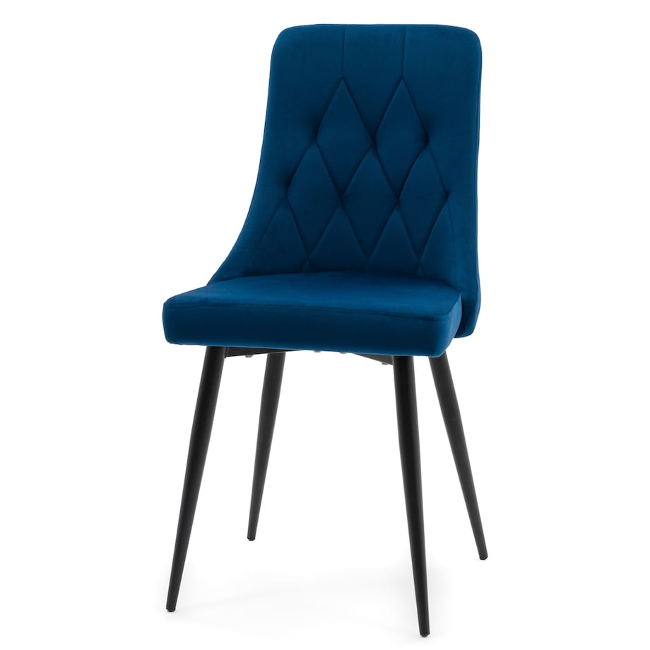 Krzesło tapicerowane welurowe do salonu jadalni CAREN granatowe