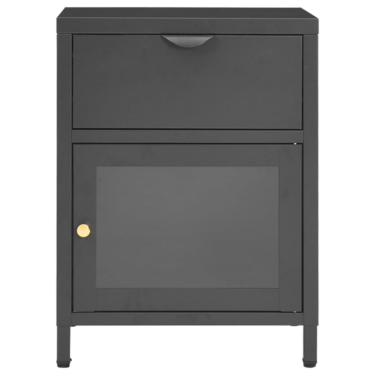 vidaXL Szafka nocna, antracytowa, 40x30x54,5 cm, stal i szkło