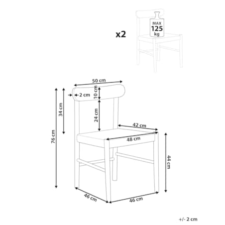 Zestaw 2 krzeseł do jadalni EAGAN Drewno Brązowy/ beżowy