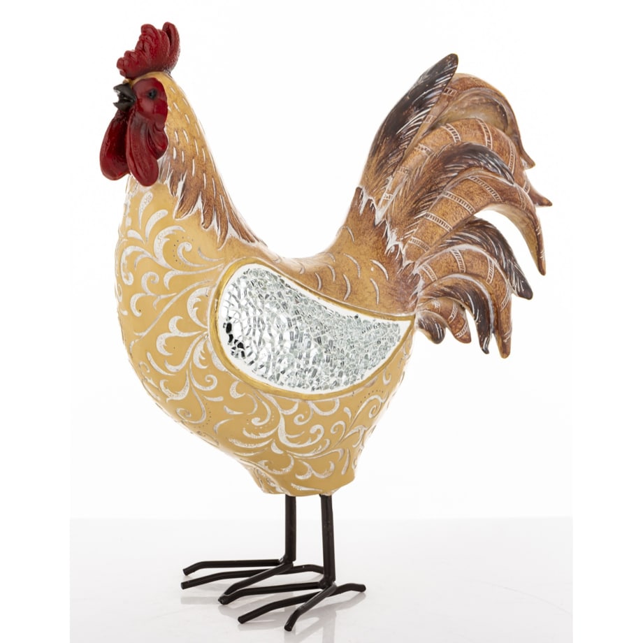 Dekoracja - brązowy kogut 26x10x23 cm TOAN