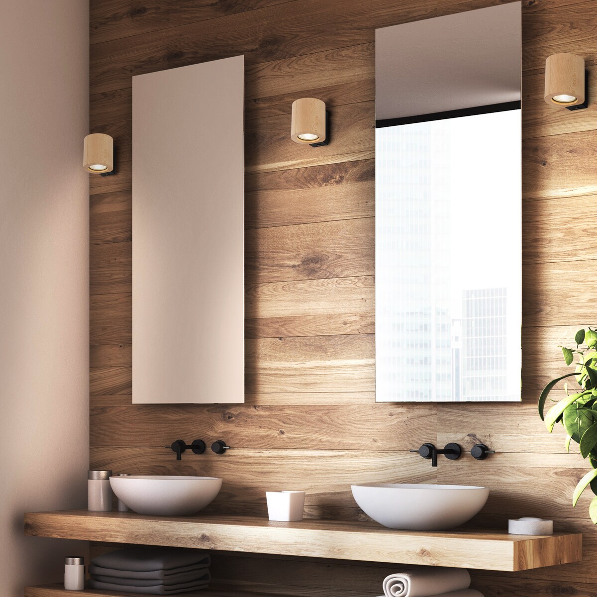 Kinkiet ścienny TK Lighting EVE WOOD Buk czarny GU10 nowoczesny lampa ścienna do salonu sypialni korytarza IP20