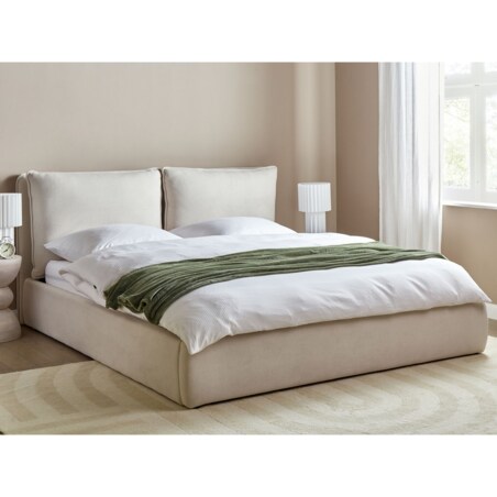 Łóżko z pojemnikiem 180 x 200 cm jasnobeżowe BAJONNA