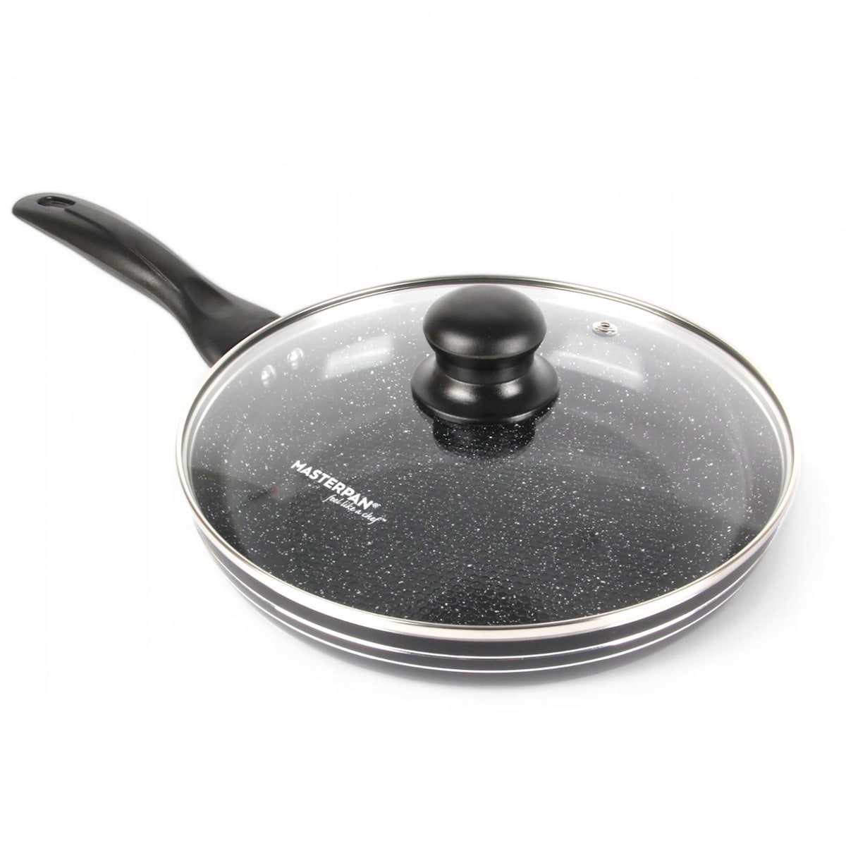 Patelnia Granitowa Pokrywka 22 Cm Plaster Miodu Indukcja Gaz 1.4L Wysoka 4.5