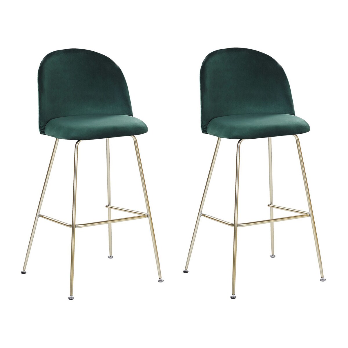 Zestaw 2 krzeseł barowych welurowy zielony ARCOLA