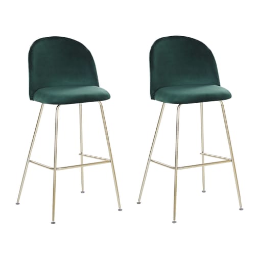 Zestaw 2 krzeseł barowych welurowy zielony ARCOLA