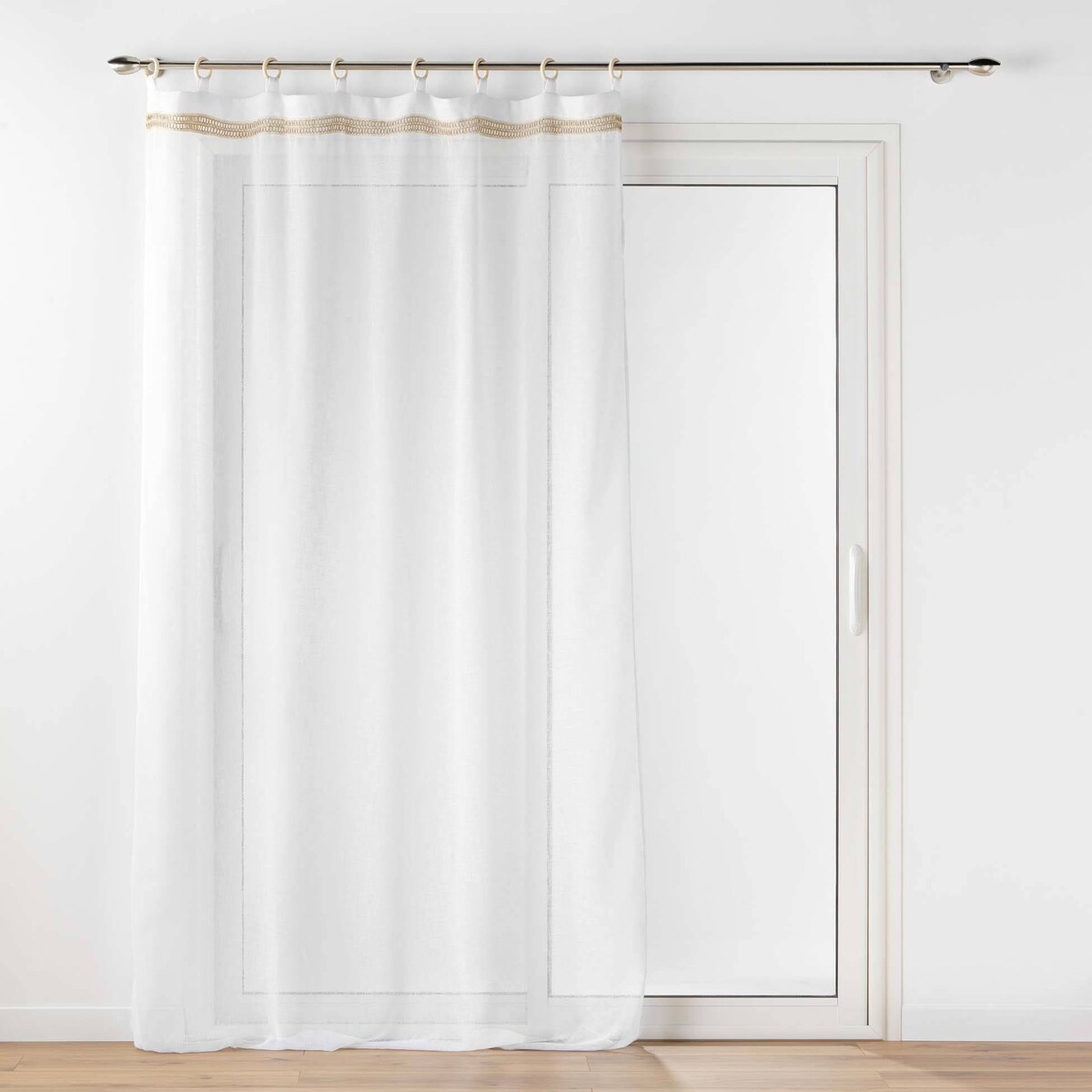 Firana na drewnianych kółkach MILEO, 140 x 240 cm