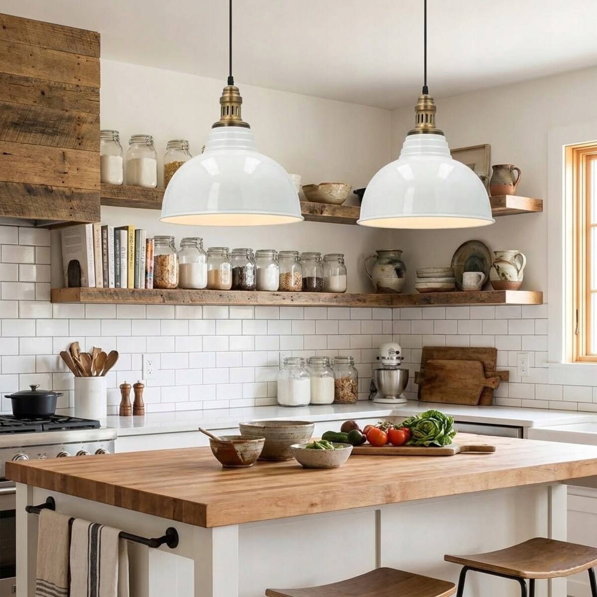 LAMPA SUFITOWA WISZĄCA NAD STÓŁ DUŻA 38cm BIAŁA LOFT METALOWA DO SALONU