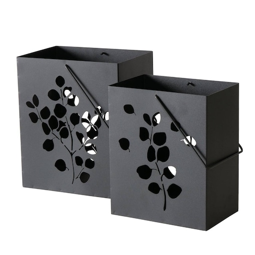 Lampion metalowy CALYPSO, czarny, 2 sztuki