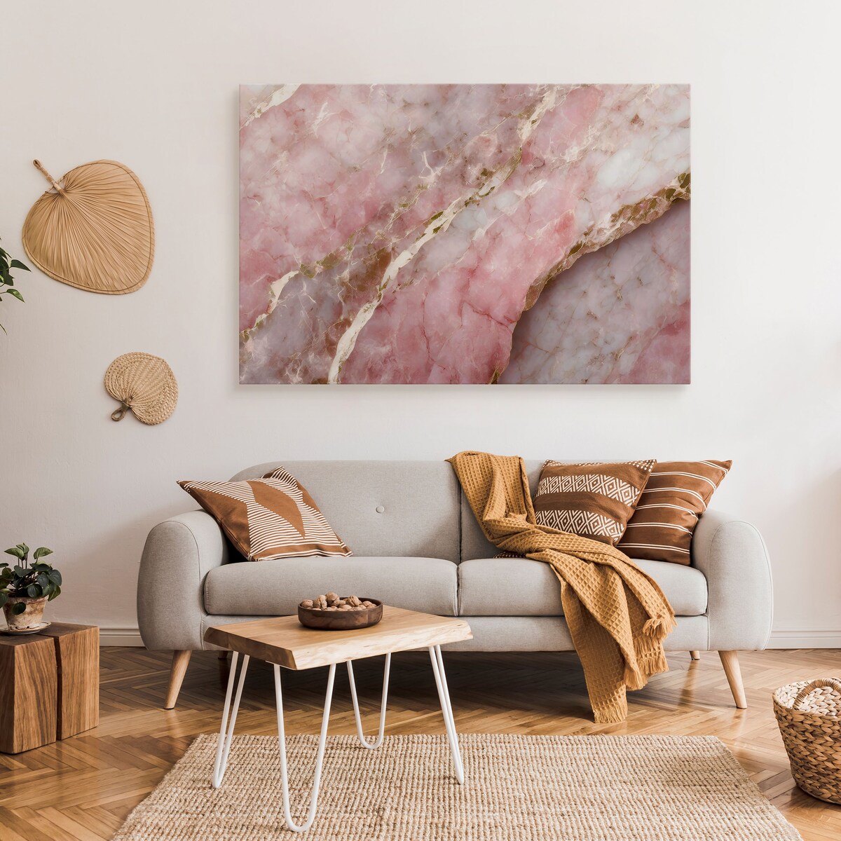 OBRAZ DO SYPIALNI IMITACJA KAMIENIA RÓŻOWY MARMUR STYL GLAMOUR 40x30cm