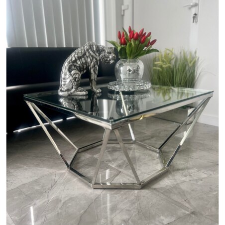 Stolik kawowy/ ława Diament Bryła z szybą przeźroczystą 80x80x45