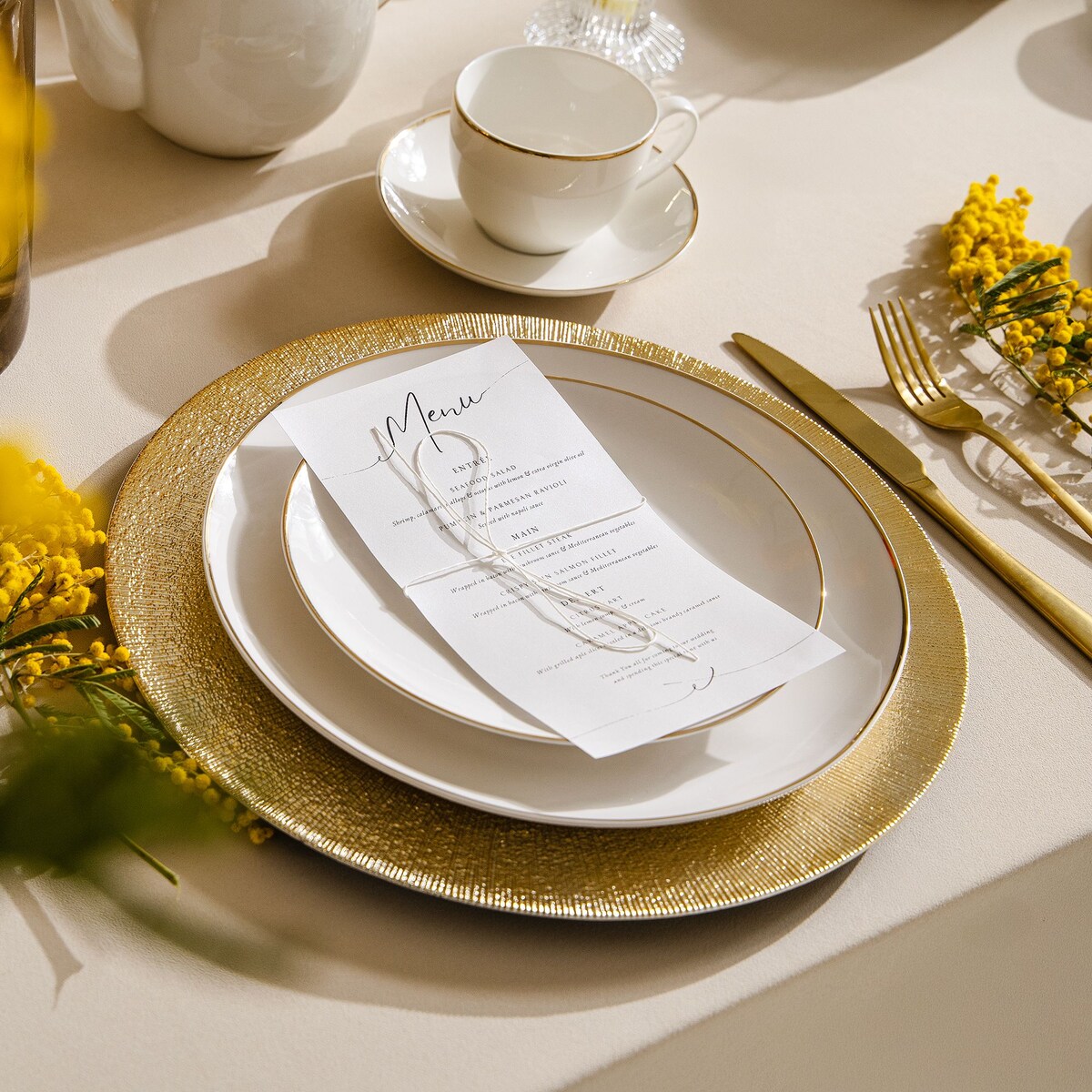 KONSIMO AD BELLA, Zestaw obiadowy 12 os. (36 el.), kolor ecru/złoty