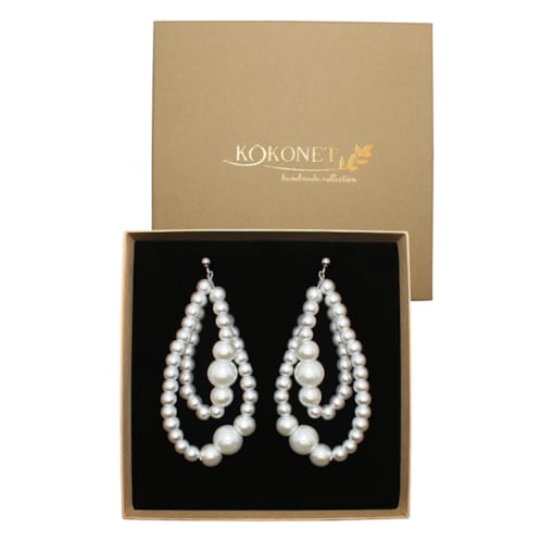 kolczyki łezki z PERŁAMI handmade stal srebrna eleganckie nowoczesne unikat