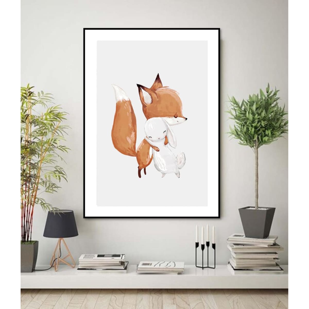 Poster Story, Plakat, Obraz - Lisek i Zajączek w Uścisku, wymiary 60 x 84 cm